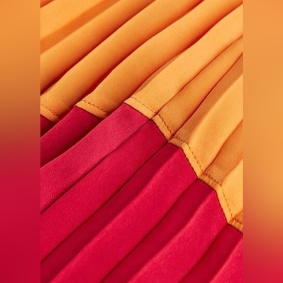 Express Color Block Satin Accordion Pleated Maxi Dress - Picture 7 of 7